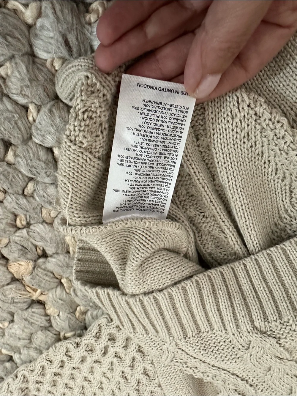 Milk It Cable Knit Cropped Cardigan Sweater Beige Patchwork Sz 14 Urban Outfitte
